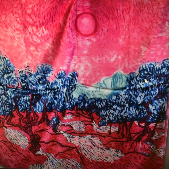 MOSI art scarf square bold pinks blue Van Gogh - Picture 9 of 11